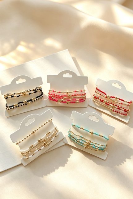 Multi Layer Beaded Chain Bracelet Set Pack Of 4