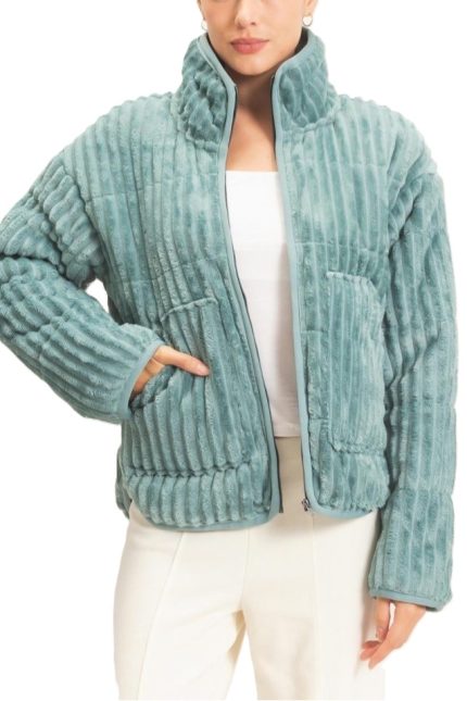 Quilted Corduroy Zip-up Jacket