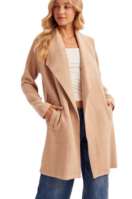 Open Front Knit Coat Jacket -lc