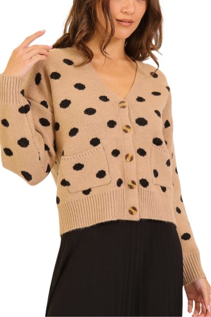 Classic Polka Dot Button Cardigan