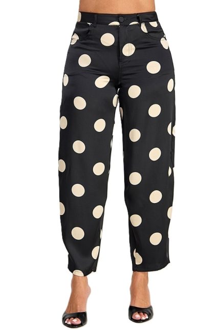 Polkadot Satin Barrel Pants