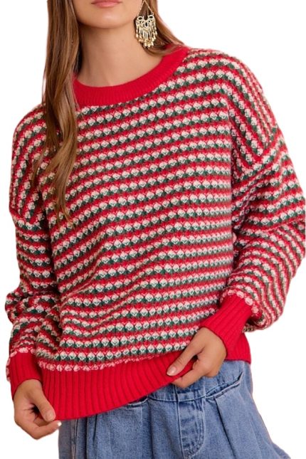 Christmas Classic Fair Isle Holiday Pullover Knit Sweater
