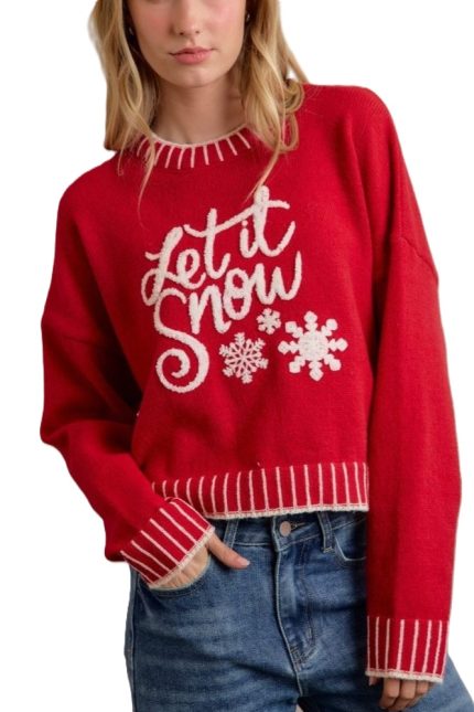 Snow Lettering Christmas Holiday Sweater
