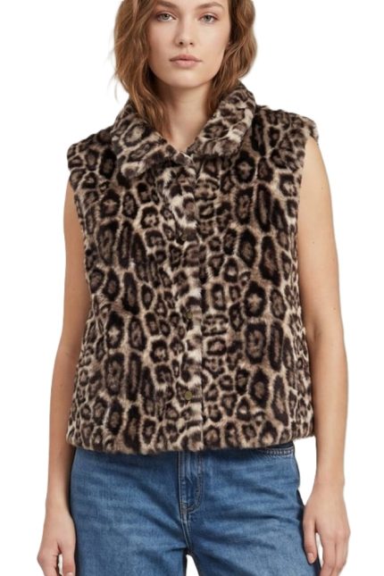Faux Fur Leopard Patterned Vest