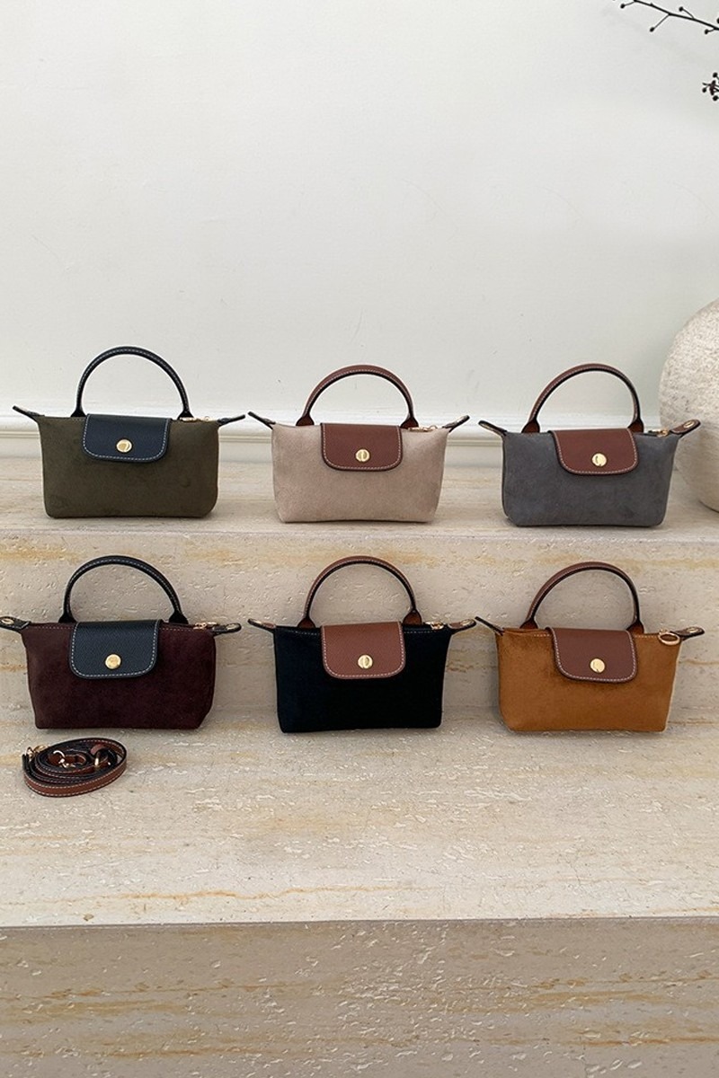 Premium Faux Suede Colorblock Flap Handbag