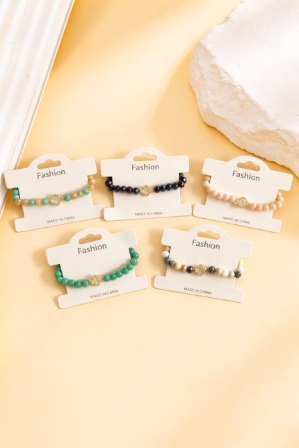 Clover Glassbead Stretch Bracelet Pack Of 4