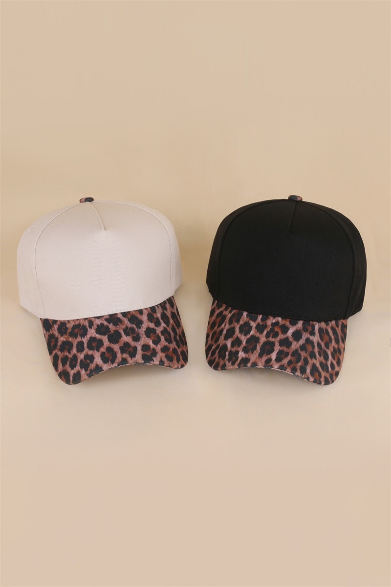 Leopard Print Colorblock Two Tone Cotton Cap