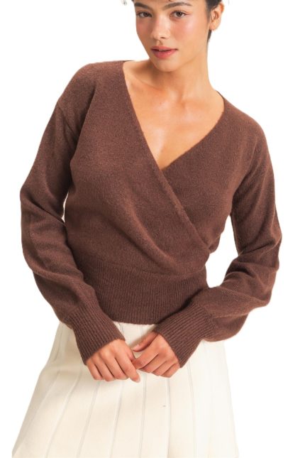 Wrap V Neck Sweater