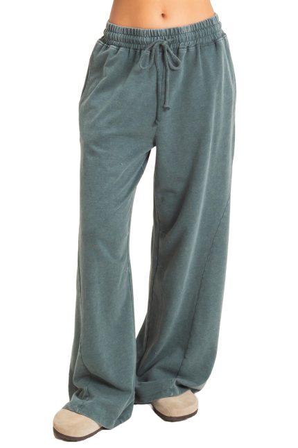 Mineral Washed Wide Leg Pants