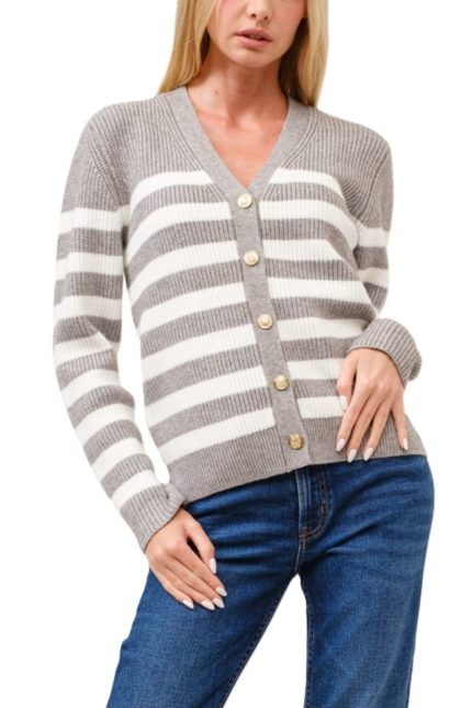 V-neck Ribbed Cardigan