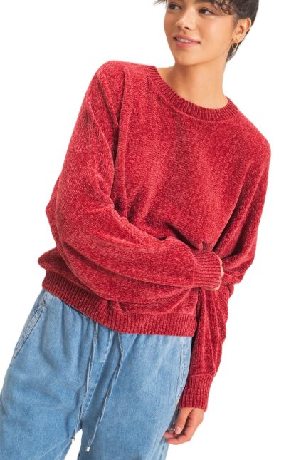 Chenille Crew Neck Sweater
