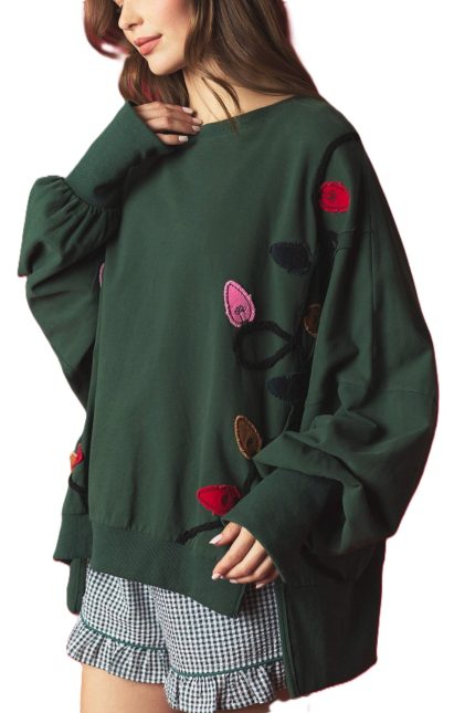 Light Bulb Detailed Mock Neck Sweatshirt