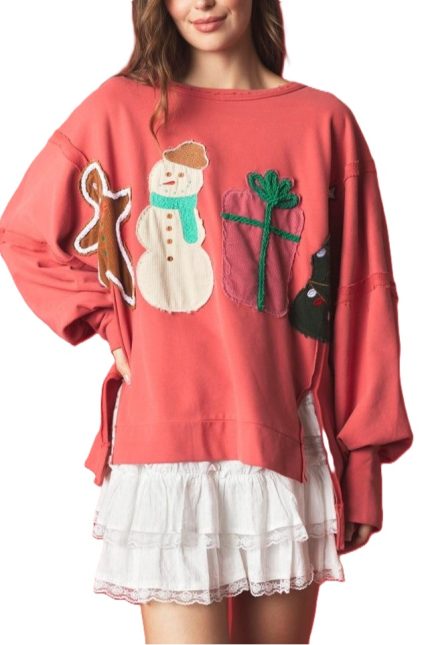 Christmas Patches French Terry Sweatshirt