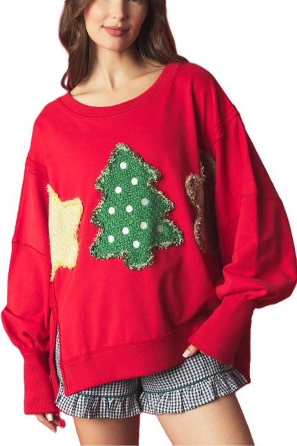 Tweed Christmas Patch Sweatshirt