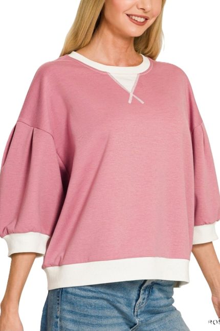 Scuba 3/4 Sleeve Sweatshirts W/doritos Neck Detailed