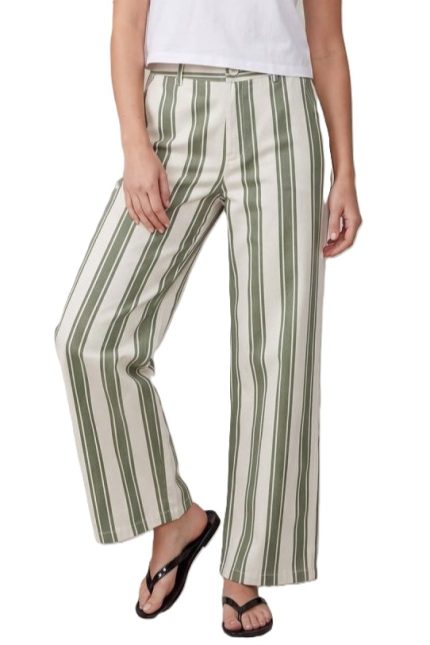 Straight Cut Striped Stretch Twill Long Pants