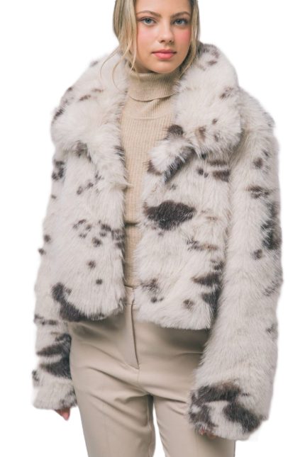 Long-hair Cropped Faux Fur Jacket
