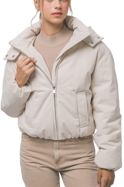 Corduroy Hooded Puffer Jacket