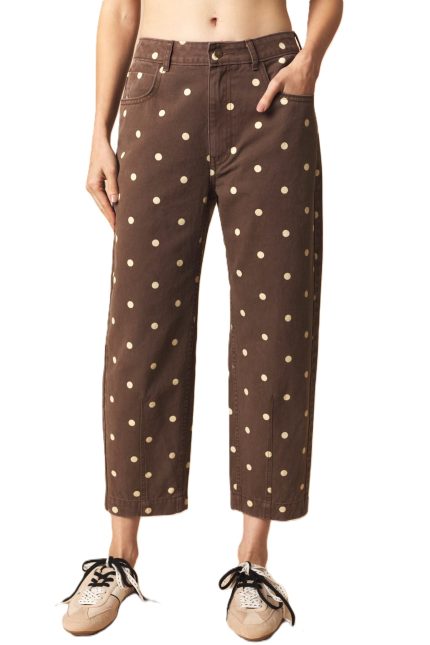 Polka Dot Printed Denim Ankle Jeans