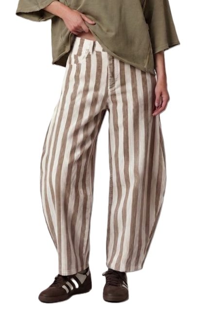 Washed Wide Stripe Corduroy Barrel Pants