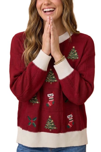 Christmas Tree And Holly Sweater
