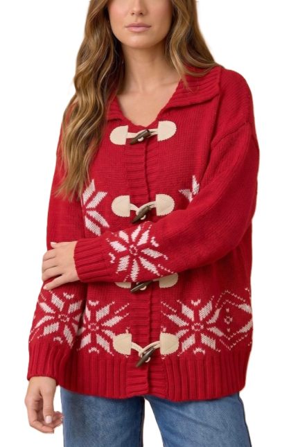 Nordic Jacquard Toggle Cardigan Sweater